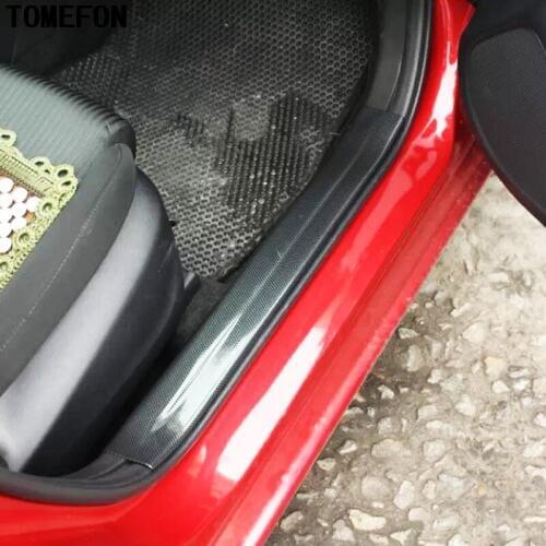 TOMEFON 4PCS For Mazda 3 Axela 2014 2015 2016 ABS Carbon Fiber Car Door Sill Scuff Guard Protector Car Syling Accessories