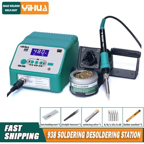 YIHUA 938 LCD digital anti-static soldering station Lead-free soldering station High-power soldering station