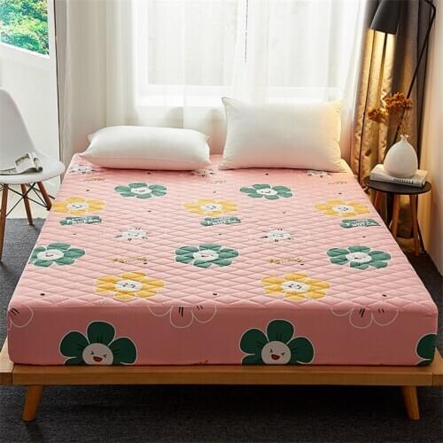 1 pc Thicken Quilted Mattress Cover Bed Fitted Sheet Anti-Bacteria Waterproof Cover Topper Air-Permeable Bed Pad