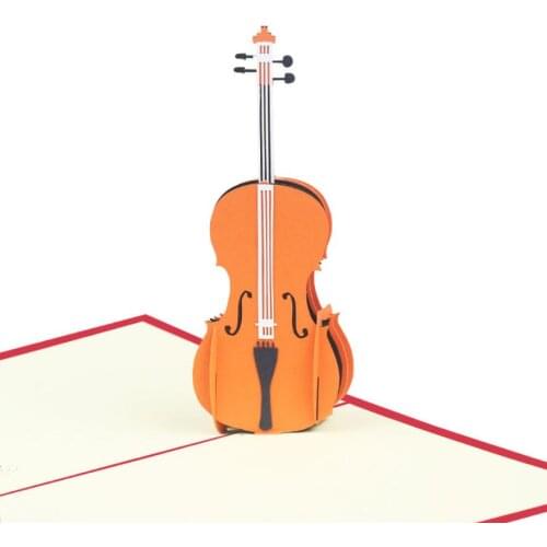10pcs Violin Handmade Origami 3D Pop UP Greeting Card Invitation For Baby Shower Wedding Birthday Xmas Party Souvenirs Gift