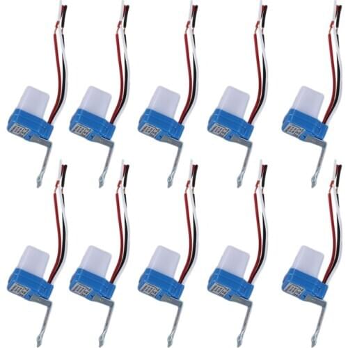10Pcs Auto On Off Photocell Street Light Photoswitch Sensor Switch AC/DC 12V 10A