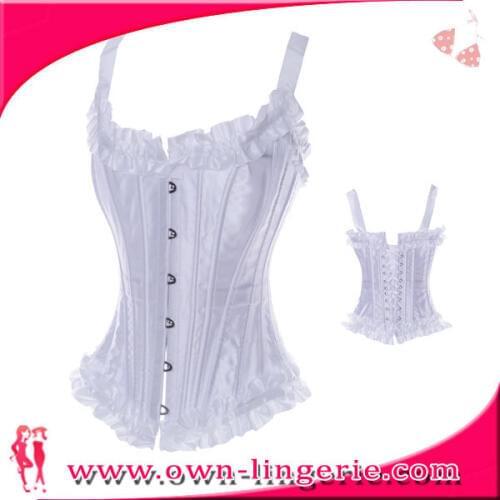 2014 new corselet White Bridal Corset, White Lace up Corset with G-string Cheaper price Free Shipping