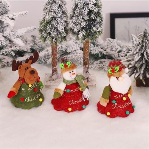 2021 Navidad Gift Cartoon Three-dimensional Santa Snowman Elk Zipper Apple Bag Children Candy Packaging Bag New Year Decoration