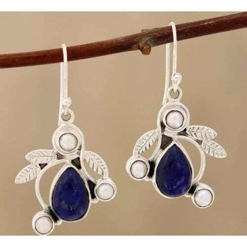 2021 Fashion Dangle Earring for Women Irregular Individual Leaves Inlaid Blue Zircon Earrings Jewelry Factory Direct Sales