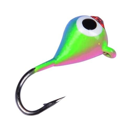 5/6Pcs/lot 15mm/1.1g Winter Ice Fishing Hook Shiny Fishing Lure Metal Lead Head Bait Jigging Fishing Tackle Barbed Hook