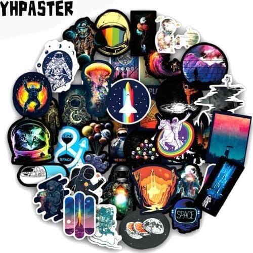 50Pcs/Pack Outer Space Stickers For Universe Astronaut Spaceman Rocket Ship Planet Ufo Sticker To Luggage Laptop Fridge Bicycle