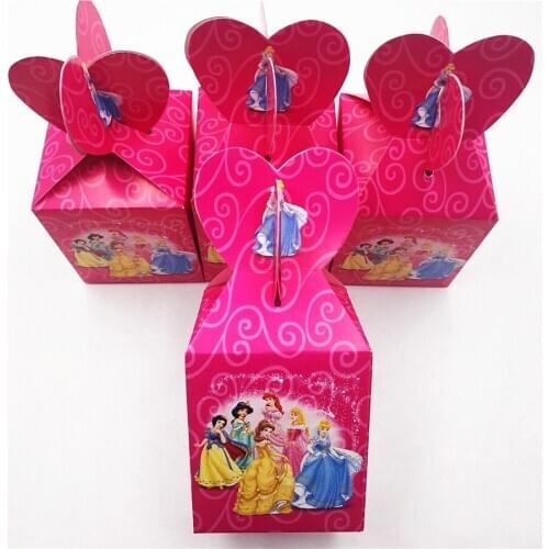 6pcs/set Beaueiful Princess Paper Candy Box Cartoon Birthday Party Decoration Theme Party Supplies Festival Kids Girl princess