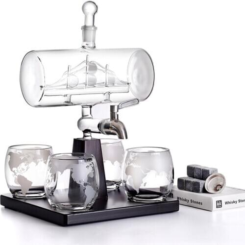 1100 ml Wine Glasses Large Capacity Drinks Cocktail Whiskey Cup Vodka Drinkware Sailing Creativity Tumbler Cups Set with 4 Glass