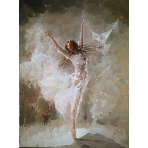 Large Portrait Wall Art Ballet Dancer Girl Painting for Home Decoration Canvas Oil Painting for Friends Families Handpainted