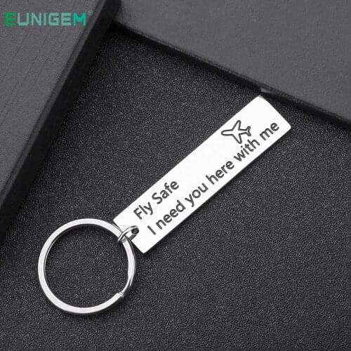 Pilot Gift Fly Safe Keychain Flight Attendant Gift I Need You Here with Me for Flight Staff Airline Worker Husband Boyfriend