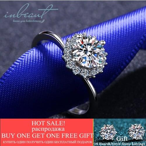 Inbeaut 925 Sterling Silver Excellent Cut Snowflake Moissanite Ring Pass Diamond Test Sparkling Flower Stone Wedding Rings Gift
