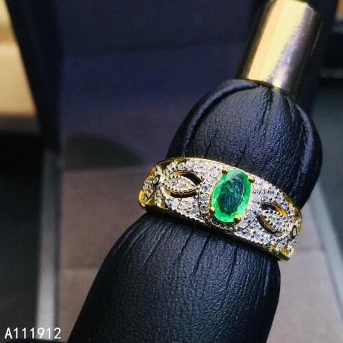 KJJEAXCMY fine jewelry natural Emerald 925 sterling silver new adjustable gemstone women ring support test luxury elegant