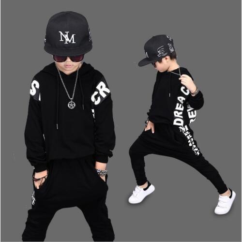 Hip-Hop 2020 Kids Spring Street Dance Clothing Set Childrens Wear Breakdancing Clothes Boys Tops + Haren Pants 2 Pcs Suit X343