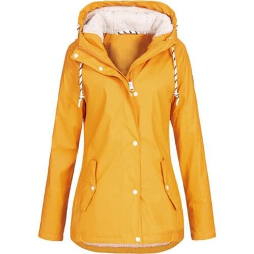Women Winter Zipper Pocket Hooded Outdoor Climbing Jacket Raincoat Warm Outwear Single-breasted Womens jacket