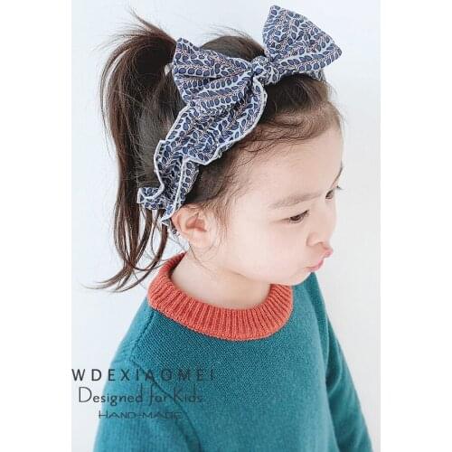 Cute Baby Girl Hair Band Headbands Handmade Plicate Print Bowknot Hairbands Bandanas Toddler Infant Turban Kids Hair Accessories
