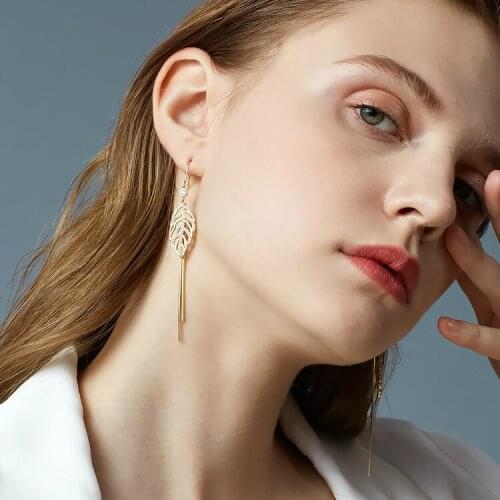 Fashion Bohemian Long Earring Unique Leaf with Long Chain Tassel Earrings For Women Jewelry Gift oorbellen pendientes mujer mod