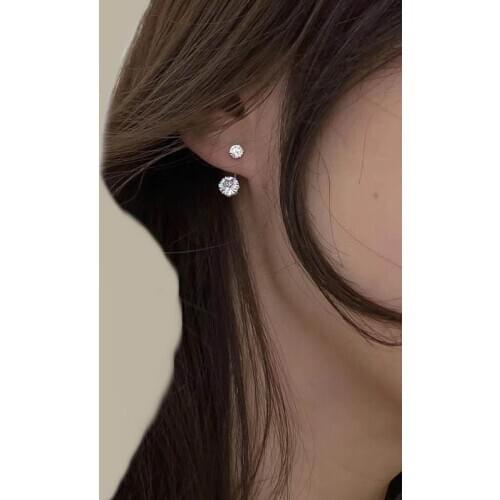 Fashion Zircon Front And Back Stud Earrings For Women 2021 New Jewelry Korean Simple Earings Wholesale