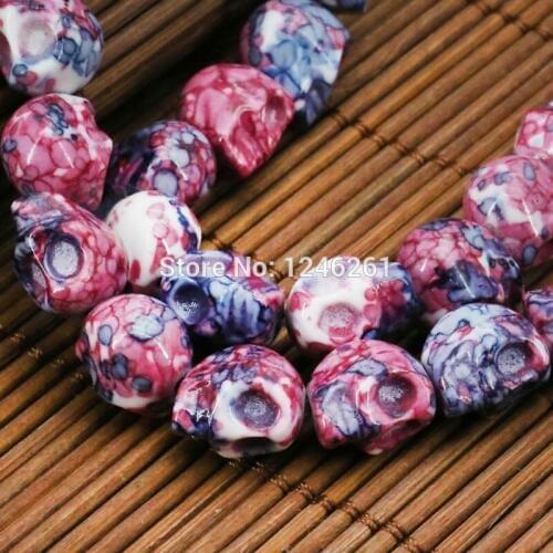 Fashion Multicolor Riverstones Rainbow Semi-precious Stone Skull For Women Girl 15mm Loose DIY Beads Women Jewelry Making Design