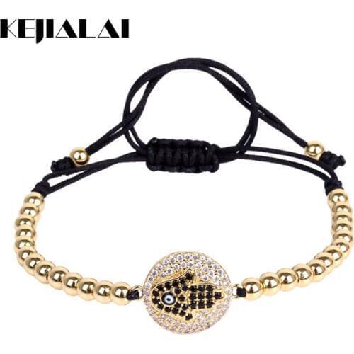 Anil Arjandas Men Jewelry Hamsa Hand Macrame Bracelet Pulseira Feminina Beads & Micro Pave Clear CZ Women Bracelets