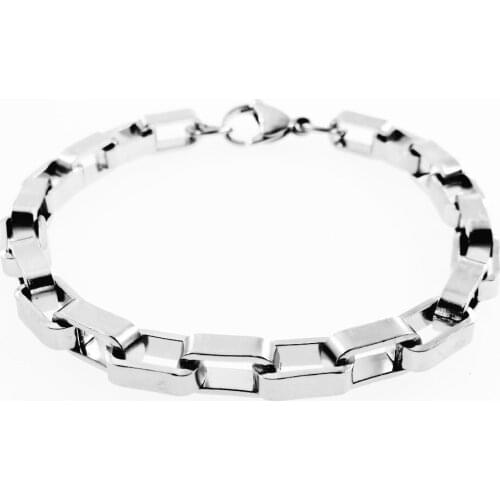 5mm 6mm Width Box Chain Mens Big Bracelet Fashion Jewelry