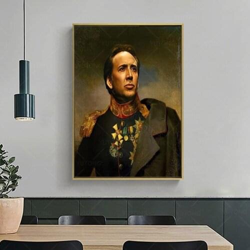 Wall Art Picture Canvas Printed Painting Modern Nicolas Cage Portrait Painting Poster Wall Art Poster for Living Room Décor