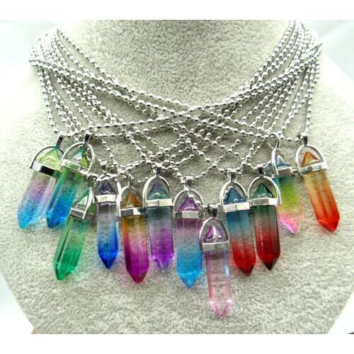 Natural stone Quartz Crystal lapis Turquoises tiger eye Opal Hexagonal charm Pendants for diy Jewelry Necklaces Accessories