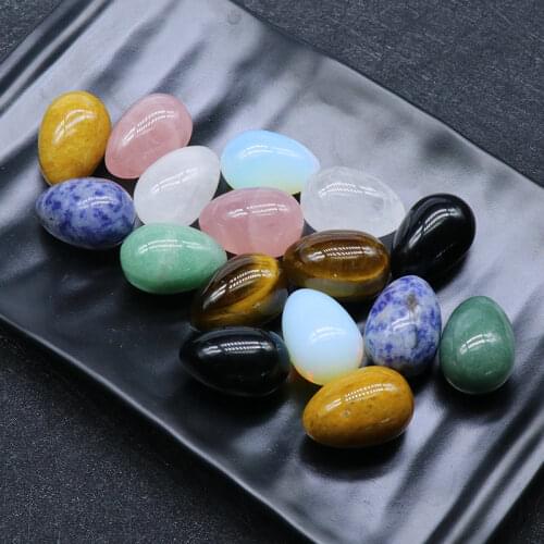 Non-porous 30mm Egg Shaped Seven Chakras Healing Crystal Small Ornaments Loose Beads Natural Stone Jewelry Finding Wholesale