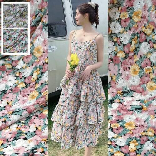 150cm Width Printed Polyester Pearl Chiffon Fabric Anti-wrinkle Clothing Shirt Fabrics Cloth Per Meter for Dress Home Textile