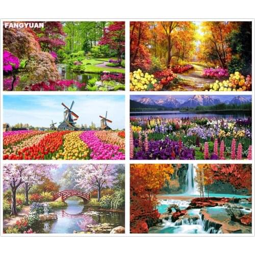 Full Square Round Drill Diamond Painting Landscape 5D Diamond Embroidery Mosaic Flower Cross Stitch Kits Picture Home Decor Gift