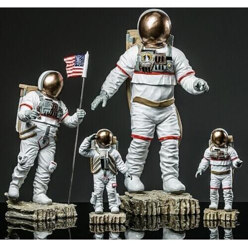 Crafts Space Man American Astronaut Sculpture Rocket Plane Cosmonaut figure model Resin Statue Home Decorations Figurines