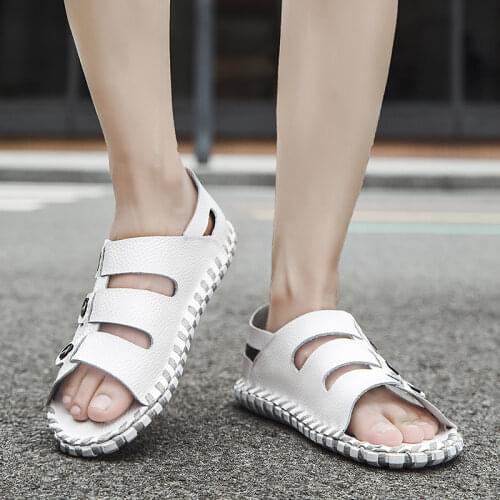 Summer Men Sandals Beach Retro Shoes Mens Hand-sewnFootwear Mens Outdoor Casual Comfortable Shoes Large Size Water Sneakers