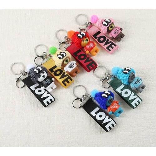 Hat Bears Lover Ribbon For Women Cute Teddy Bear Keychain Car Keyrings Charms Bag Hanger Girls Gifts Fashion Couples Jewelry