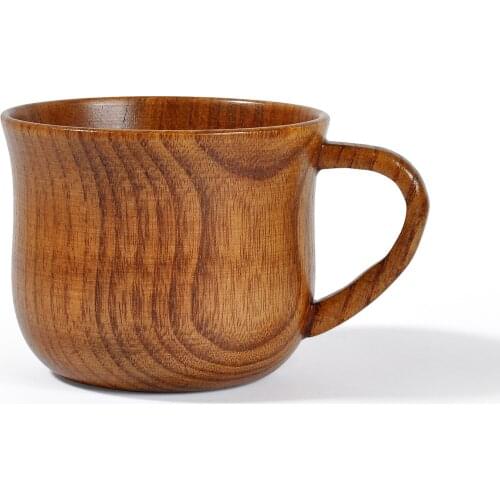 Cup Wooden Vintage Wood Grain Edge Cup Wooden Cup Environmentally Friendly Wooden Coffee Cup with Handle Wooden Cup