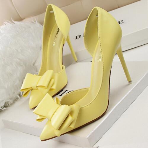 BIGTREE Shoes Women Heels Elegant Women Pumps Bow-knot High Heels Women Shoes Pointed Stiletto Party Bridal Wedding Shoes Female