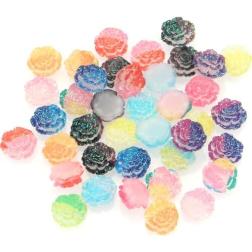 100Pcs 10mm Resin Flower Cabochon Flatback Decoration Crafts Embellishments For Scrapbooking DIY Accessories