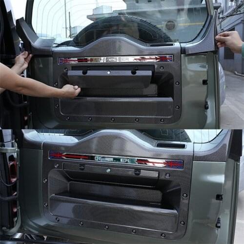 Car Trunk Tailgate Inner Door Panel Decorative Cover For Land Rover Defender 110 2020 2021 ABS Carbon Fiber Interior Accessories