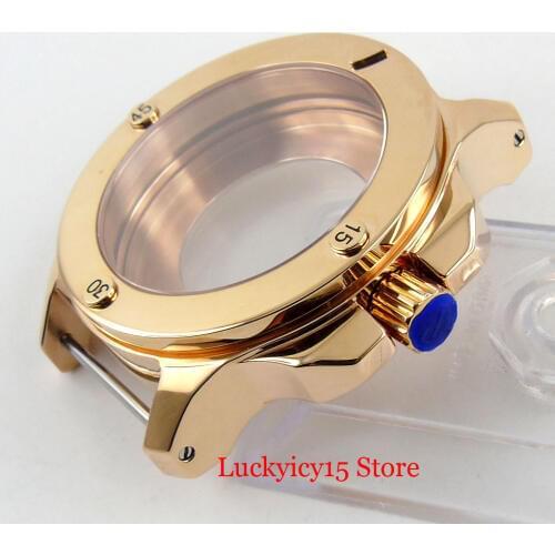 High Quality Rose Gold 47mm Watch Case Round Sapphire Glass Fit ETA 2836 Automatic Movement