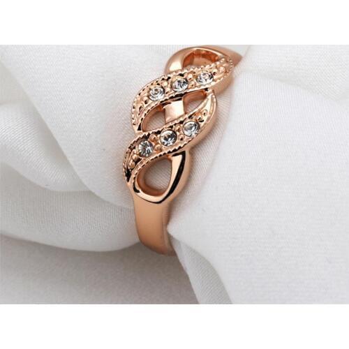 Wave Shape Cubic Zirconia Finger Wedding Rings for Women Rose Gold Color Fashion Brand Christmas Day Gift Jewelry R334 R226