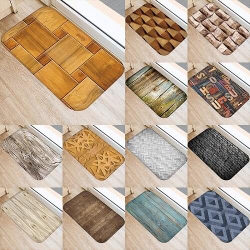 1Pcs Wood Stone Pattern 40*60cm Kitchen Entrance Door Mat Coral Velvet Carpet Doormat Indoor Floor Mats Anti-Slip Rug 48026