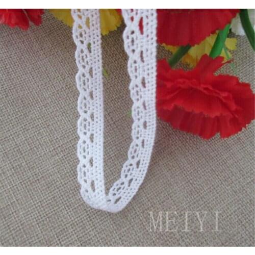 10 Yards 1cm White Cotton Flower Lace Trim Ribbon Fabric Embroidered Applique Sewing Craft Crochet Wedding Dress Clothes Gift