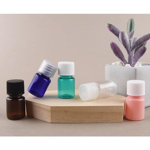 200pcs 5ml Empty Mini lotion plastic cosmetic bottles with lid,multicolor PET bottles for cosmetic packaging, travel size pot
