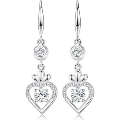 2021 Trend Heart Earrings For Girls Piercing Accessories Top Quality Women Earring 925 Silver Hook On Ear Female Crystal Bijou