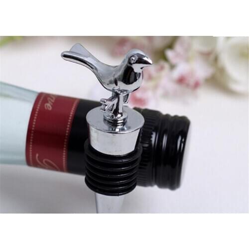 50 pcs Bar Chrome Love Bird Wine Stopper Bridal Wedding Gift Wine Bottle Stopper Wine Pourer Vinhos Stoppers