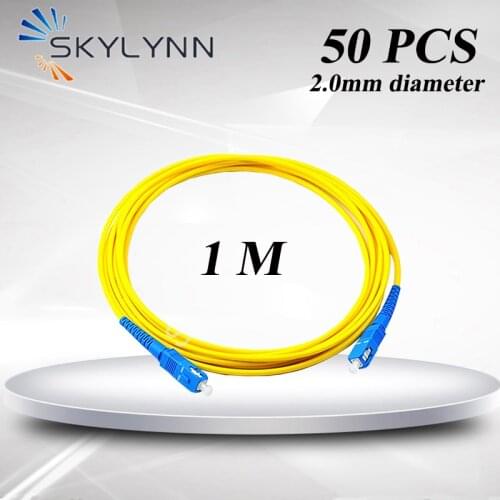 50PCS SC/UPC-SC/UPC Fiber Optic Jumper Cable, SM G652D/G657A1/G657A2 SX Core 2.0mm Yellow LSZH Jacket Patch Cord 1 Meter