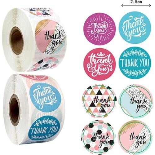 500pcs/roll 1inch Thank You Stickers Gift Sticker Seal Label Scrapbooking Paper Stickers for Wedding Handmade Cards Favor Tags