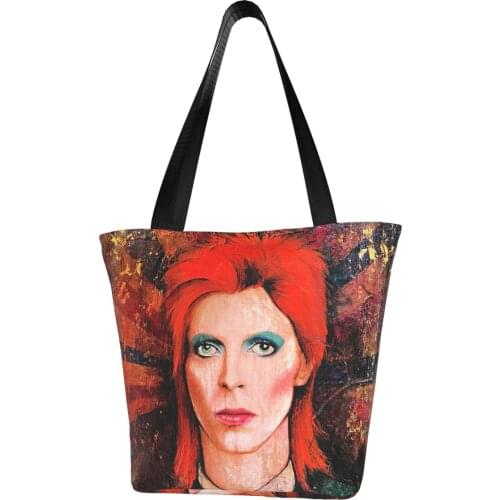 David Bowie Shopping Bag Aesthetic Cloth Outdoor Handbag Female Fashion Bags