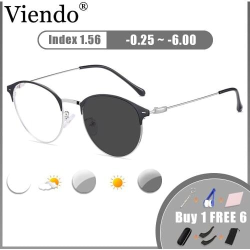 Cat Eye Photochromic Myopia Eyeglasses Nearsighted Custom Prescription Glasses -1.0/1.5/2.0/2.5/3.0/4.0/5.0 Anti UV Sunglasses