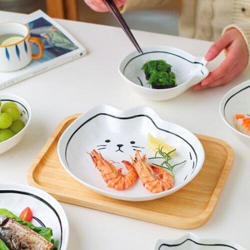 Ceramic Plate Creative Cute Cutlery Crtoon Hand-painte Japanese Small Spoon Tableware Seasoning Dish Dipping Bowl Household Ins