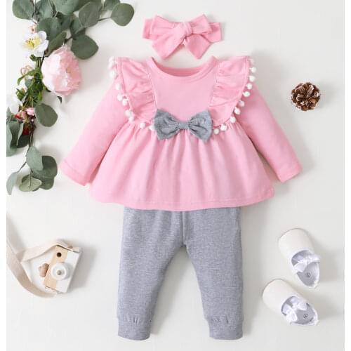 3M-24M Newborn Baby Girl Clothes Set Toddler Girl Outfits Fashion Big Bow Top + Pants Whole Sale Kids Girls Clothes Outfits
