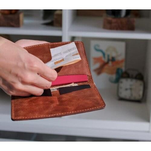 Leather Passport Wallet - Nemrut Personalized Engraving Made in Turkey